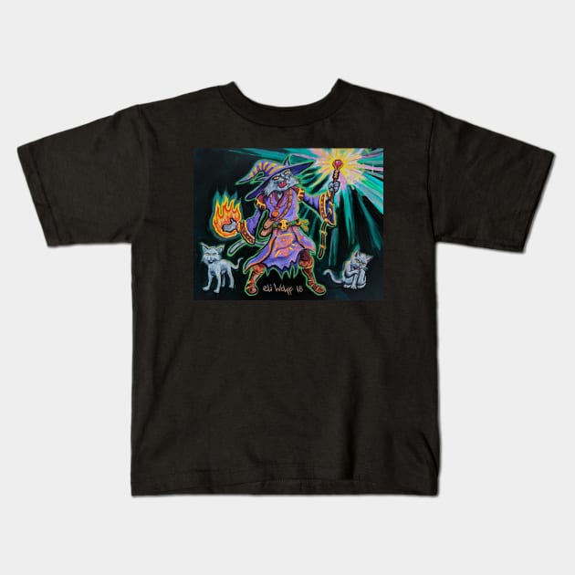 Cat Warlock Kids T-Shirt by eliwolff